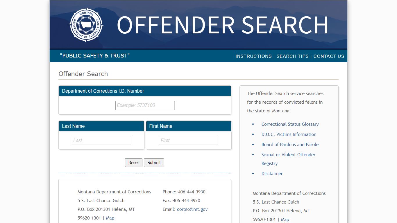 Offender Search - Montana